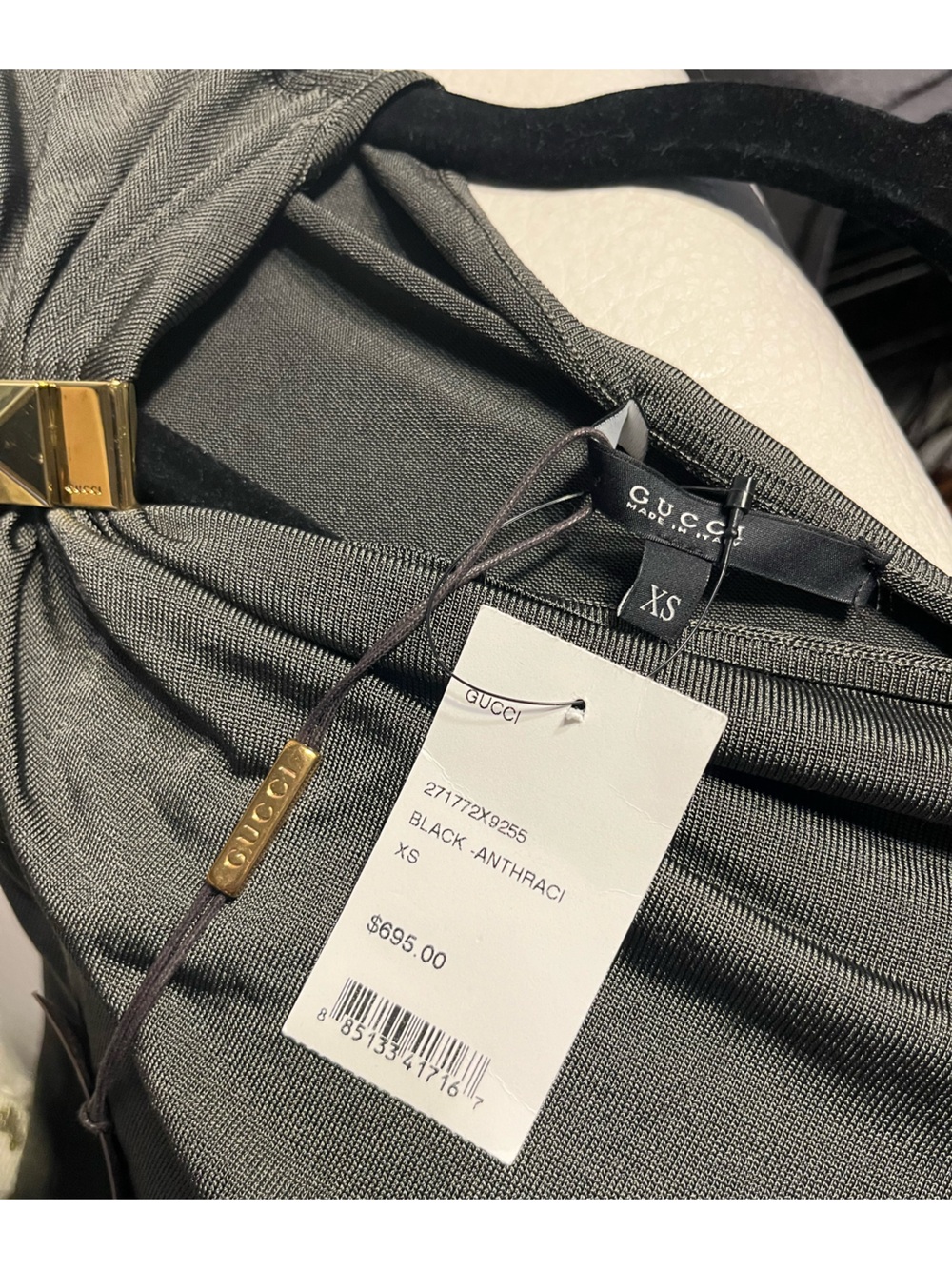 GUCCI NWT! Body-Con Sleeveless Knit Top with Gold Accent - Picture 3 of 4